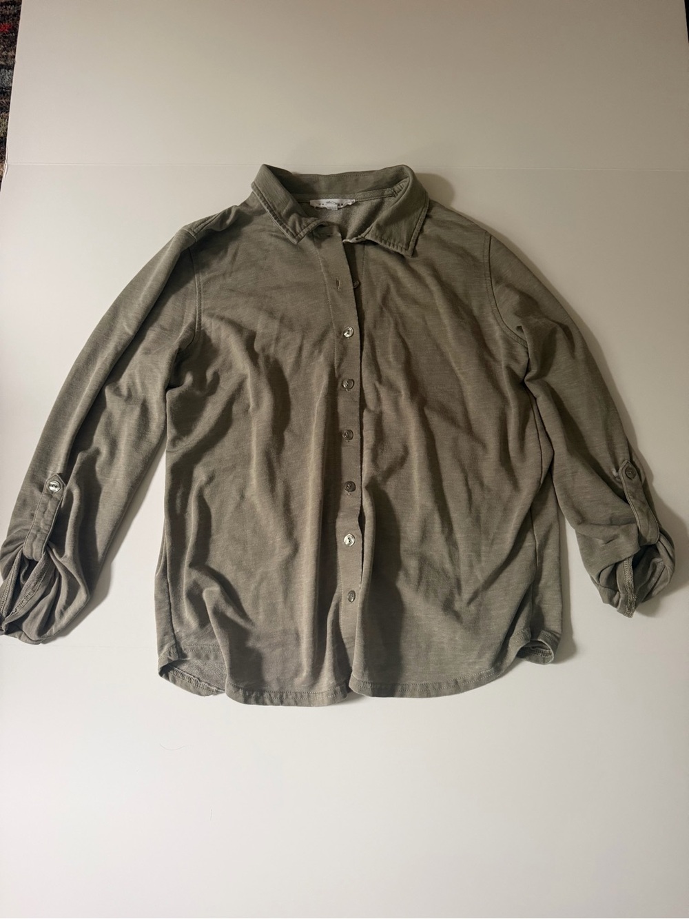 Jane and Delancey Olive Green Button-Down Shirt